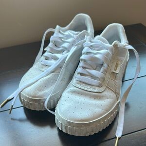 Puma White Platform Sneakers with Chunky Sole